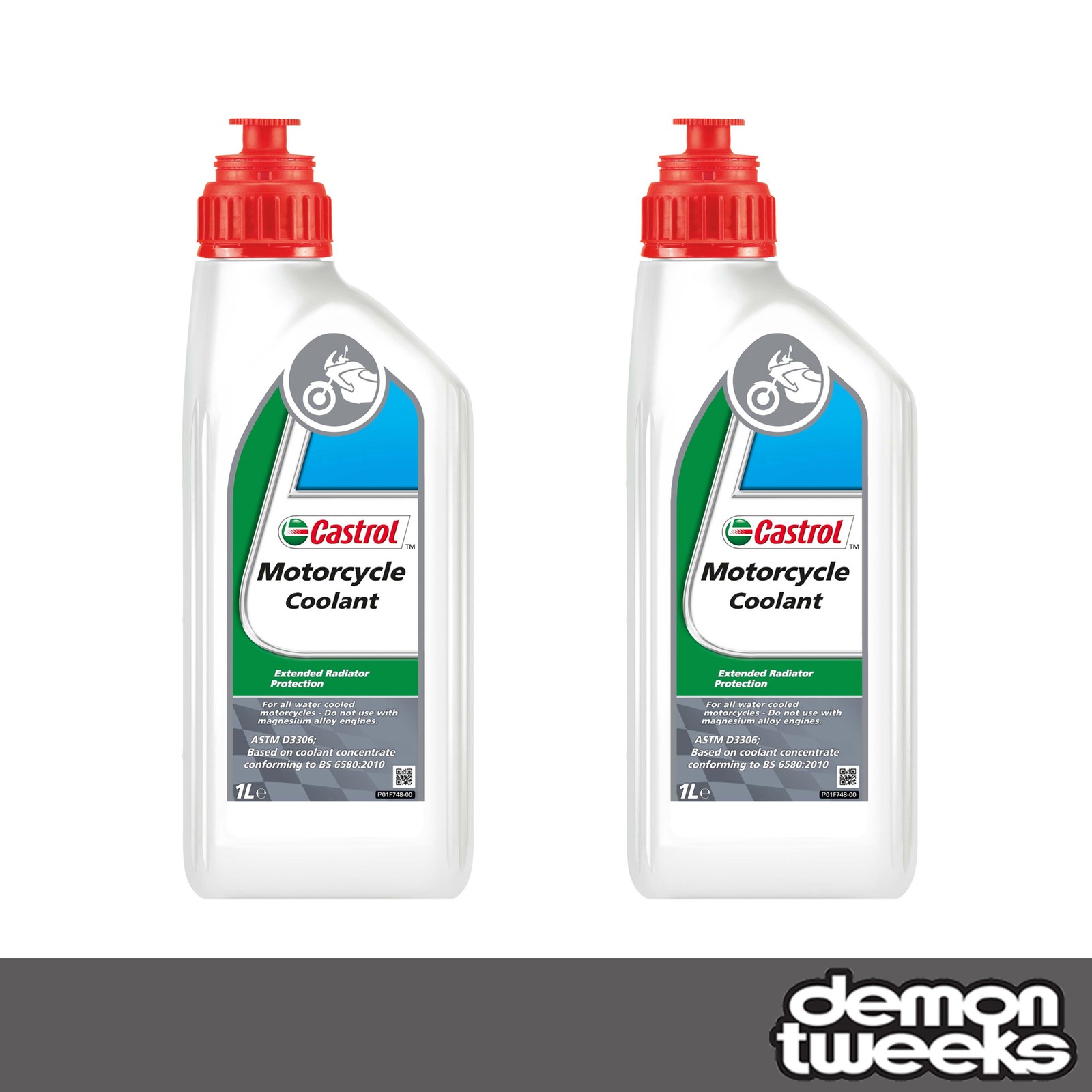 2 x Castrol Motorcycle Coolant / Anti Freeze - 1 Litre (Can Withstand -25 Temps)