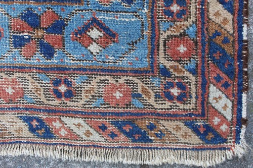 Antique Worn Hand Made Traditional Oriental Wool Blue Pink Large Rug 204x150cm - Picture 13 of 15