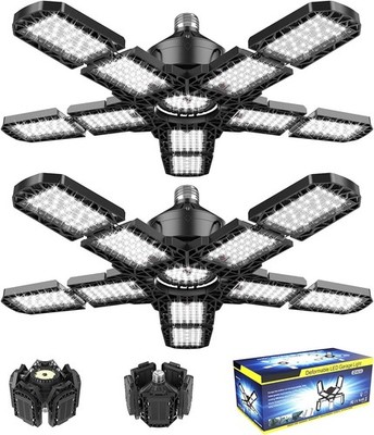 2-Pack LED Garage Light 180W, 36,000 Lumens Garage Ceiling LED Fixture