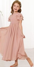 Beautiful Flower Girl Dress dusty rose features ruffle sleeves Size 8 New