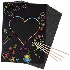 50 Piece Rainbow Scratch Paper - 4 Wooden Styluses Included - Create Rainbow ...