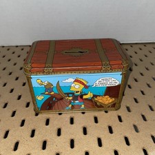 The Simpsons Tin Nestlé Butterfinger Bart Treasure Chest Coin Bank Vintage 1992