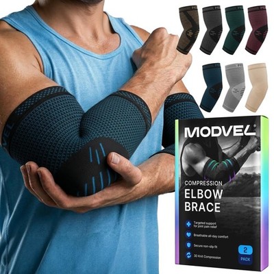 [2 Pack Elbow Brace - Compression Support Sleeve for Joint Pain Relief, Recov...
