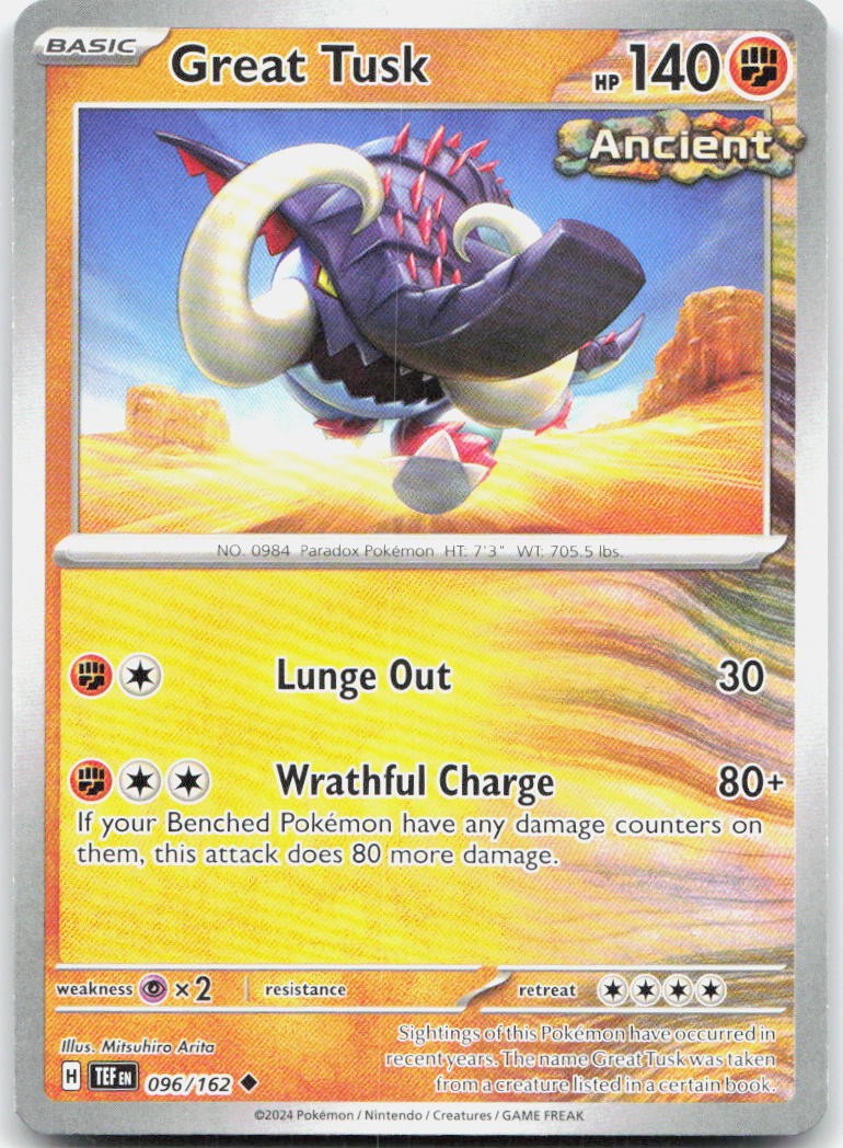 Great Tusk 096/162 SV05 Temporal Forces U NM Pokémon — English