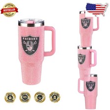 40oz Pink Bling Tumbler - Las Vegas Raiders NFL Insulated Travel Cup
