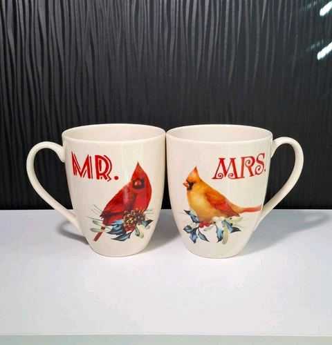 Lenox Winter Greetings Cardinal MR & MRS  Mugs 14 Oz - SET OF