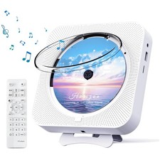 Portable Bluetooth CD Player with Remote Control - White