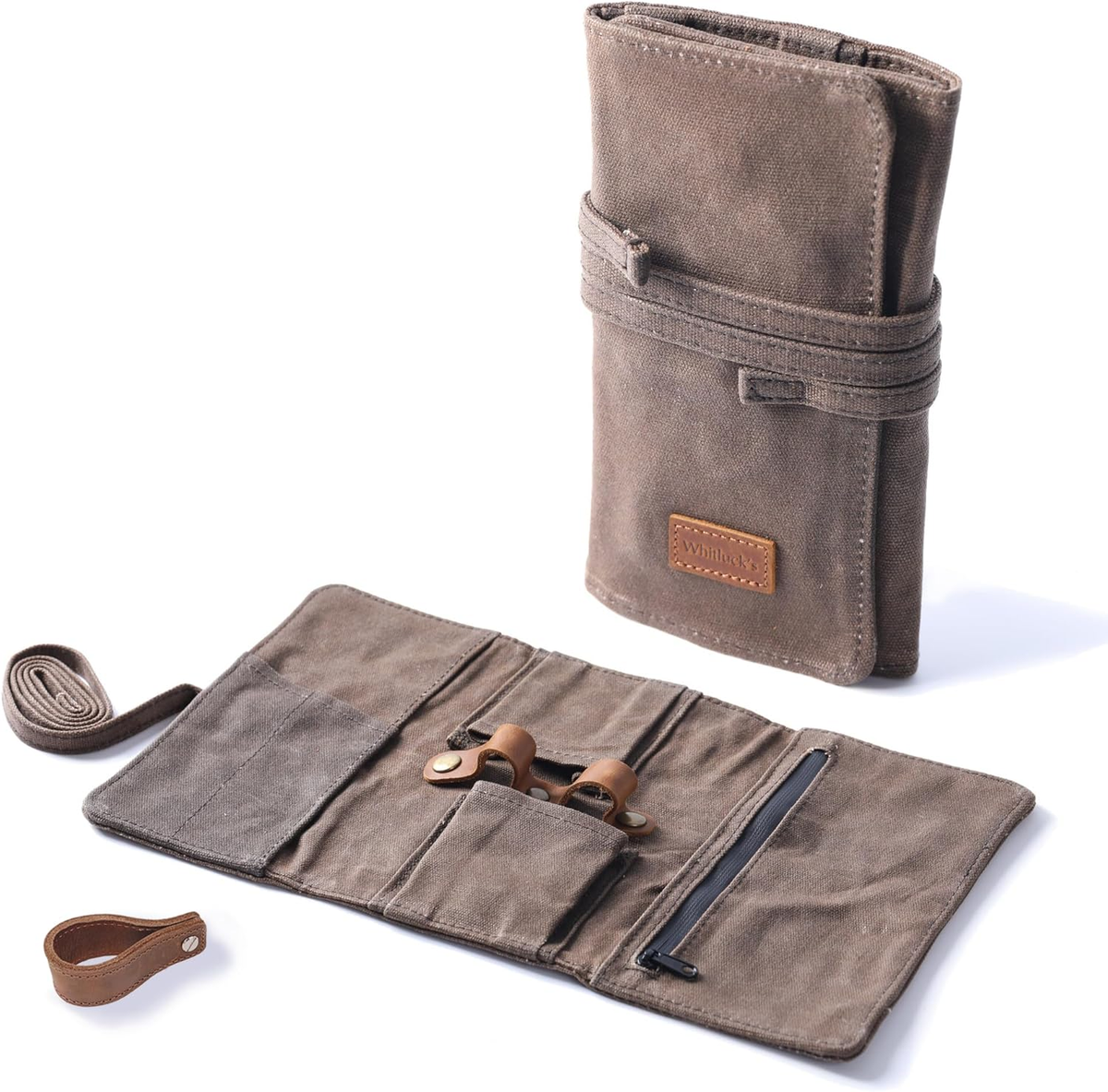Waxed Canvas Tobacco Smoking Pipe Pouch with Leather Pipe Stand, Travel Pipe  Cas