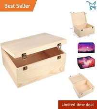 Large Wooden Storage Box Pine Unfinished 13x10x6.5in DIY Craft Jewelry