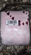 VICTORIA'S SECRET SHERPA FLEECE BLANKET HEARTS PINK THROW VALENTINES DAY