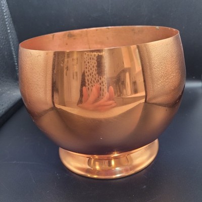 Vintage Metal Copper Footed Planter 4.75 in Tall 6 in Wide Shiny