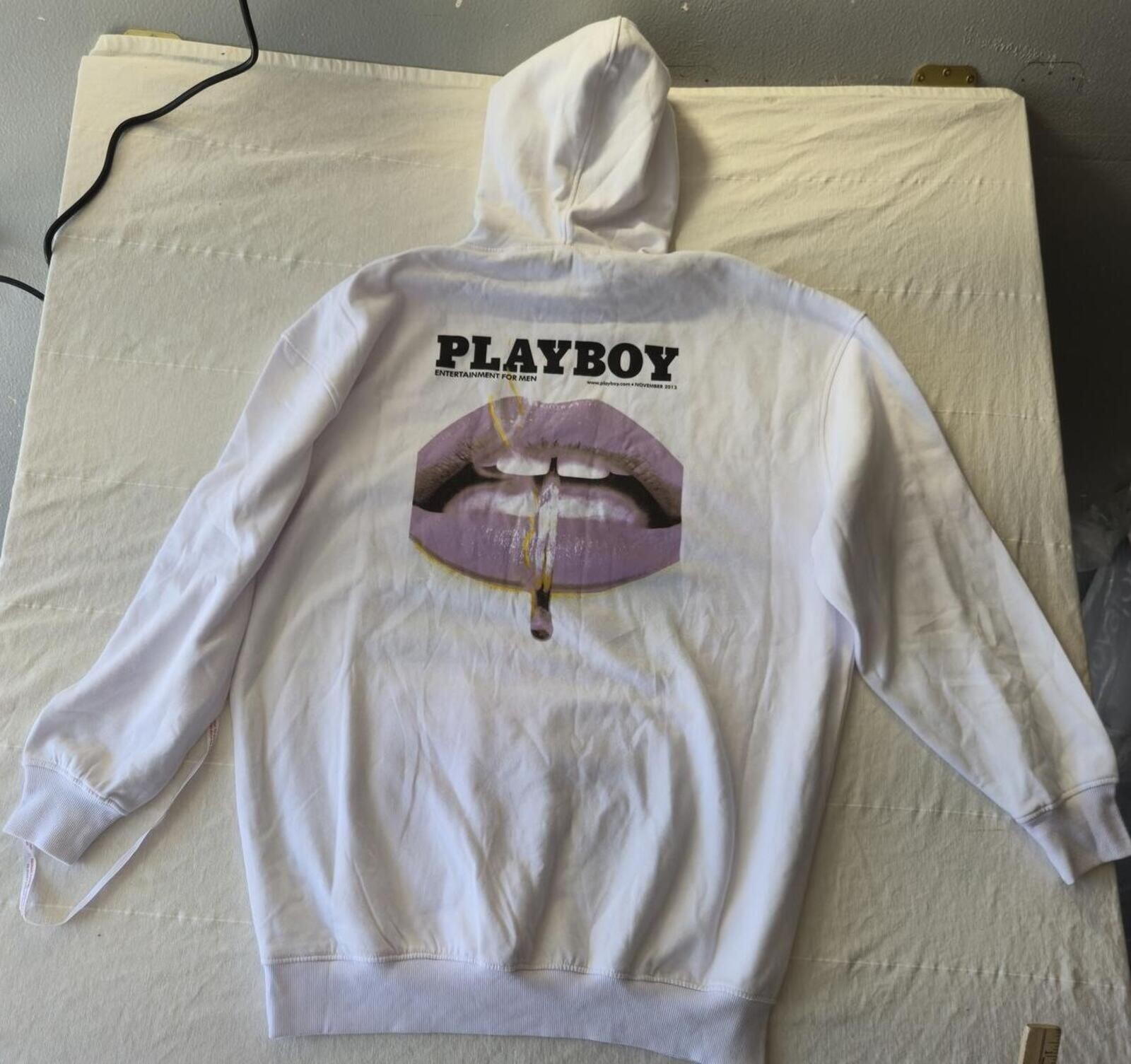 Playboy x Misguided Oversized Lip Print Hoodie Dress