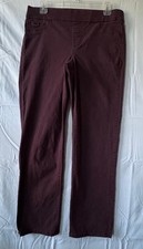 Nine West Heidi Pull-On Straight Pants 8 Burgundy Stretch Cotton