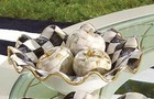 Mackenzie Courtly Check Ceramic 12" Fluted Serving Bowl Aurora New