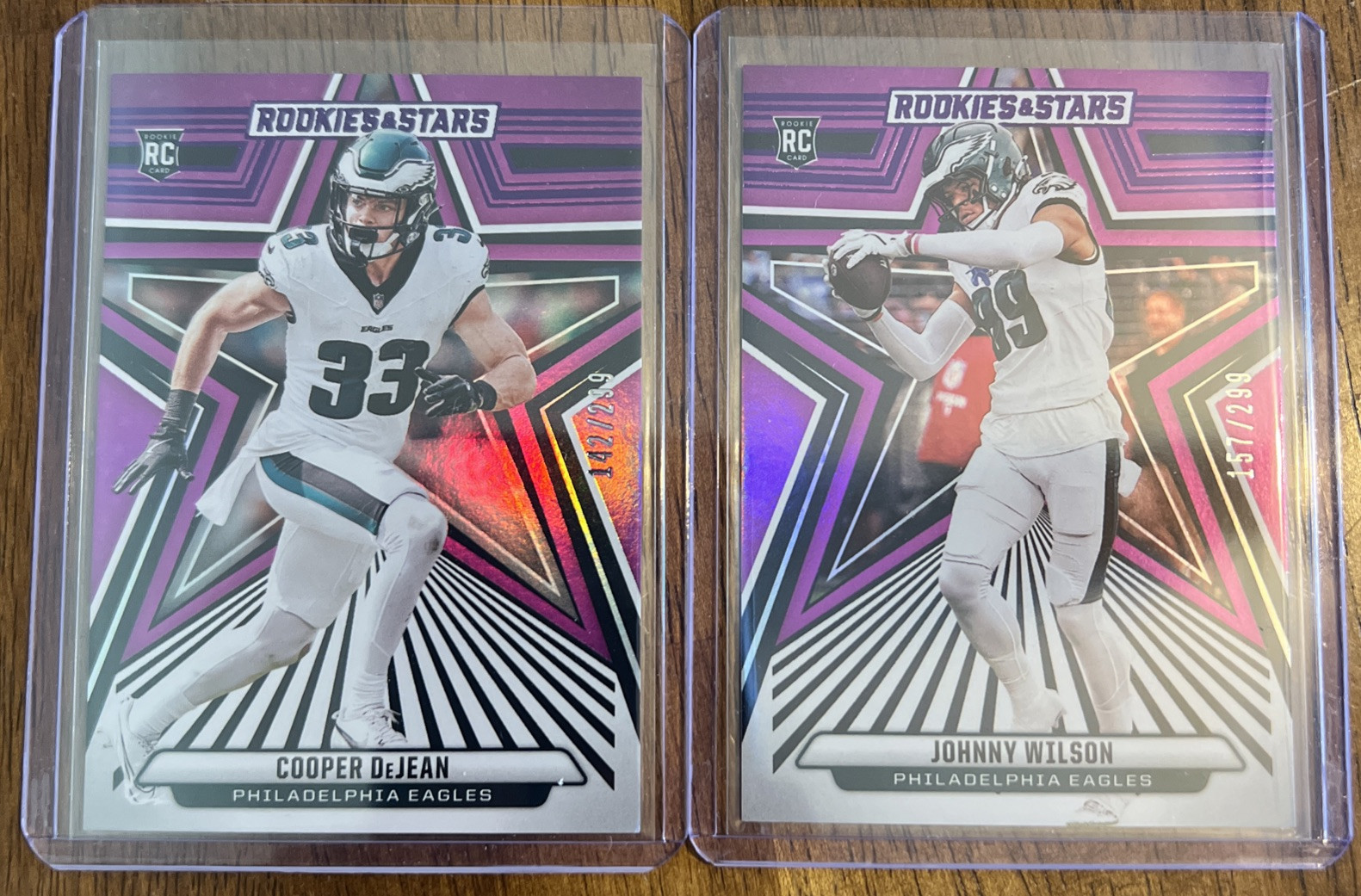 2024 Panini Rookies & Stars Purple 121 & 156 Cooper DeJean + Jonny Wilson  /299
