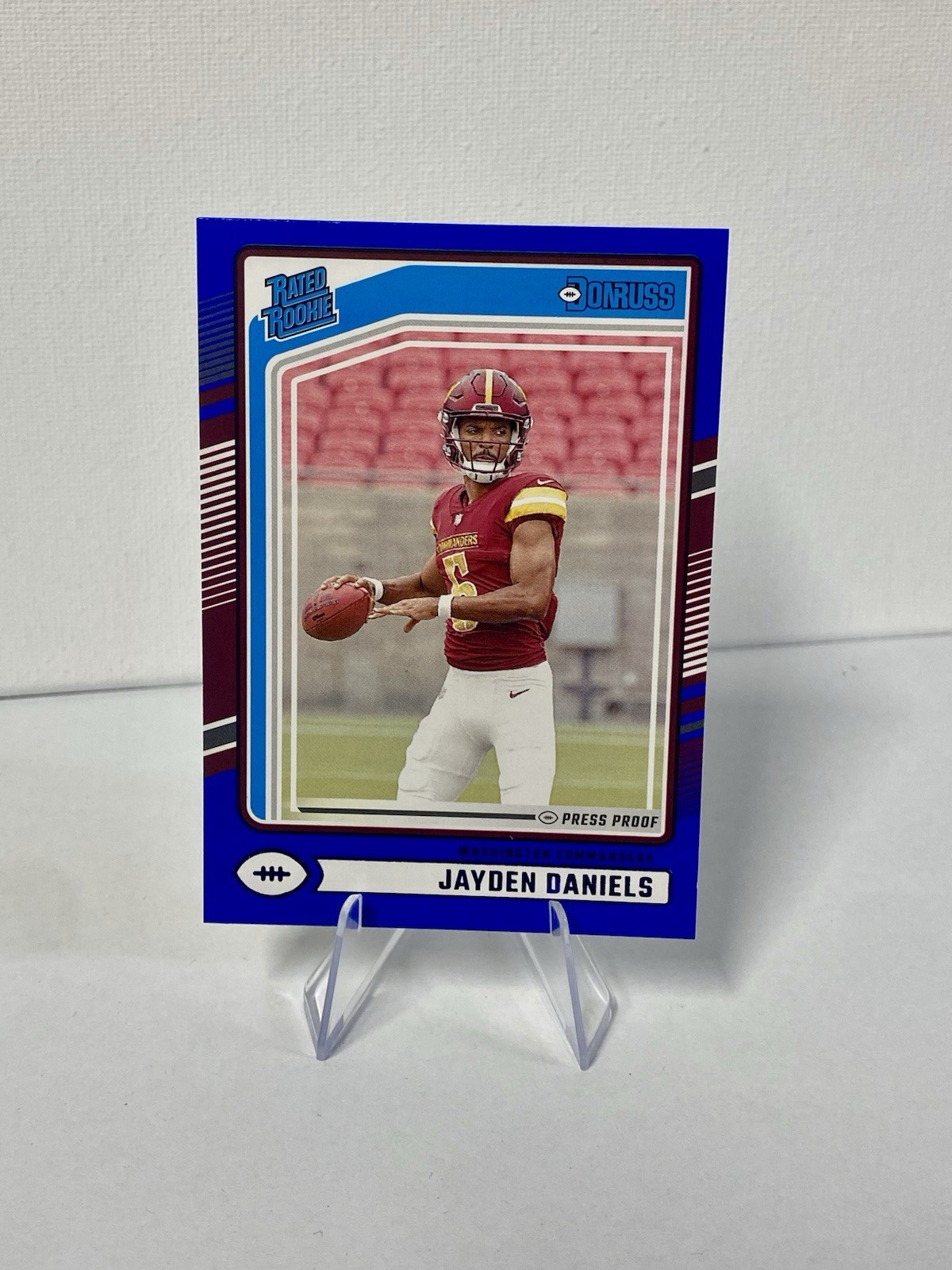 2024 Panini Donruss Rated Rookie Jayden Daniels #389 Blue Press Proof (RC) ~
