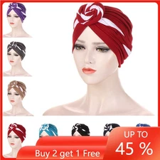 Muslim Women Pleated Hijab Hair Loss Chemo Caps Turban Headwrap Bonnet Scarf Hat