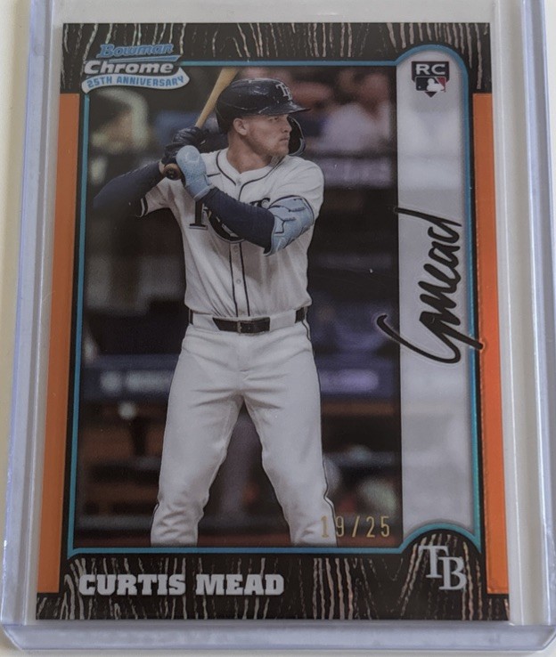 2024 bowman chrome 25th Anniversary Curtis Mead RC Orange 19/25!