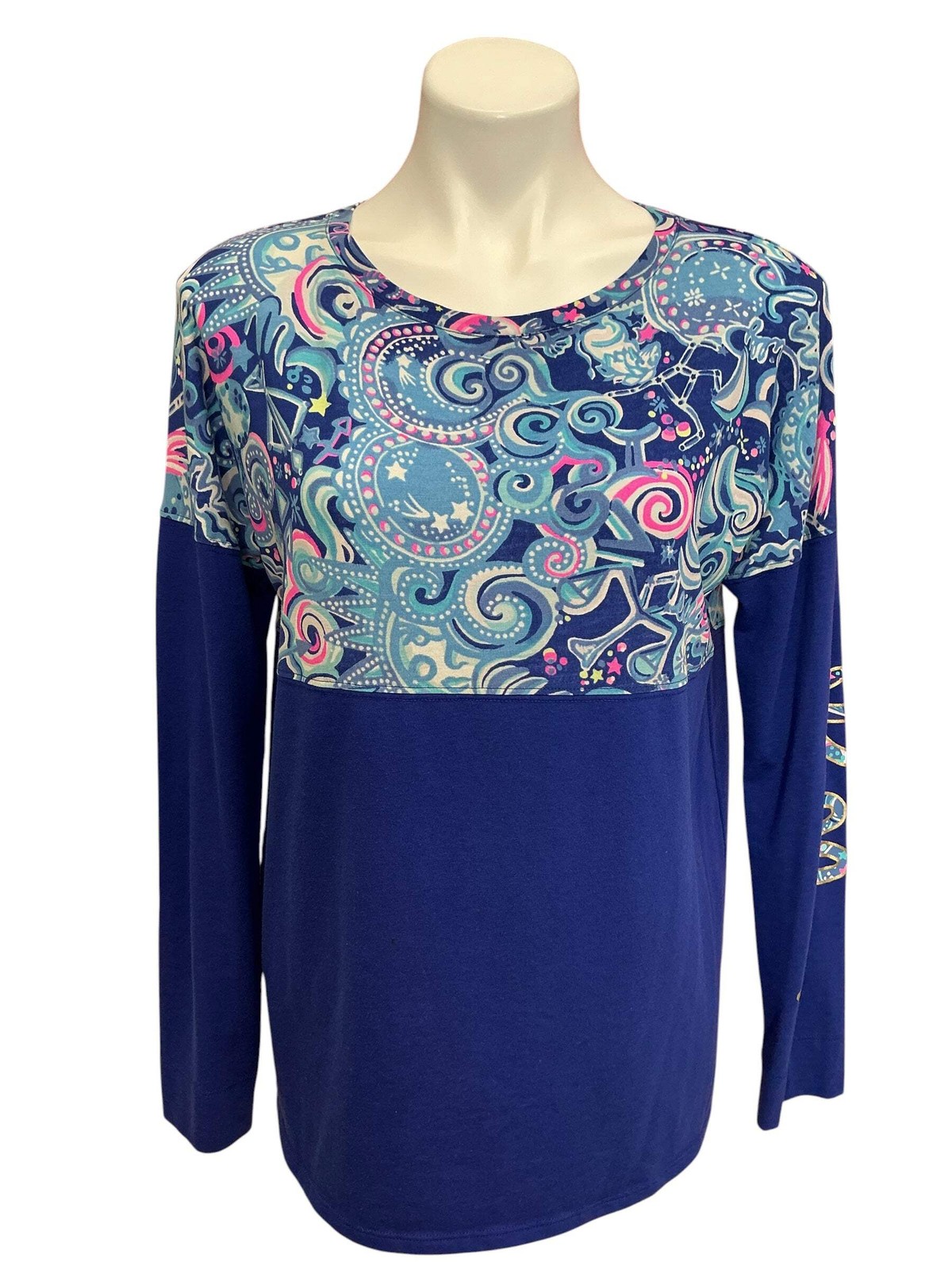 Lilly Pulitzer Finn Top Borealis Blue Cosmic Kismet - Size S