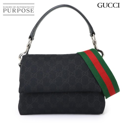 Gucci GG Canvas 2-Way Handbag Shoulder Bag Black Leather Unused
