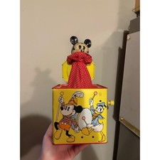 1970s Mickey Mouse Jack In The Box Musical Carnival Toy Walt Disney Productions