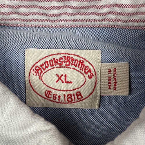 Brooks Brothers Button Down Shirt Mens XL Blue Contrast Collar Oxford Preppy - Picture 3 of 10