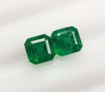 Zambian Emerald Pair: 1.46 Ct Vivid Green Octagon Cut Gemstones