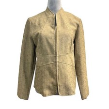 Women's Beige Blazer Jacket 8 Mid-Length Business Career Office