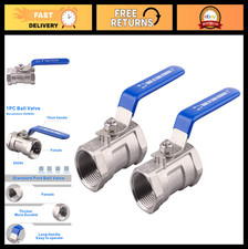 1" Stainless Steel Ball Valve - NPT Standard Port for Water, Oil  Gas - 2 Pack