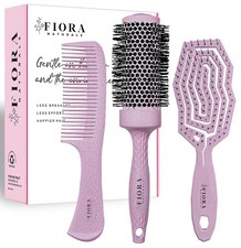 Hair Detangler Brush Set - Vented Round  Comb for All Types - Smooths Knots