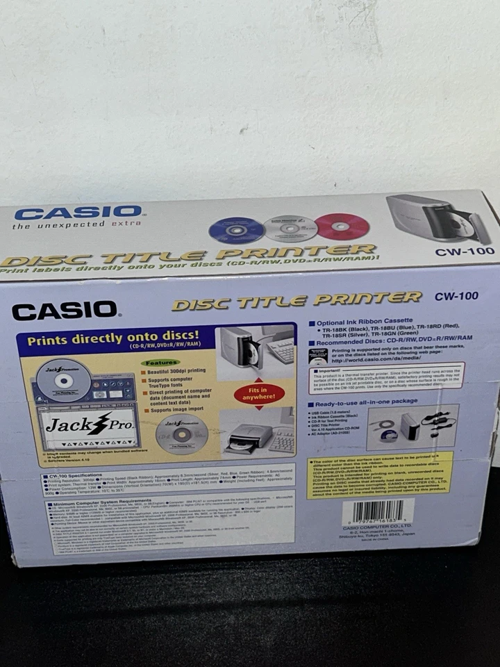 [OPEN BOX] Casio CW-100 Disc Title Printer - USB Thermal CD / DVD Printer New - Image 2 of 2