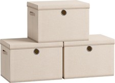 Large Storage Bins with Lids, 3 Pack Foldable Storage Boxes  3 Pack Foldable