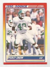 Percy Snow, Inside Linebacker, 1990 Rookie, Michigan State, 1990 Score Card# 305. rookie card picture