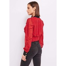 Camicetta Elegante Casual Donna SHEKINI A Pois - Maniche Lunghe A Palloncino, Girocollo, Modello Babydoll Con Peplo, Taglie S-XXL