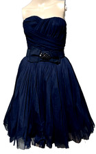 Dolce & Gabbana Black Tulle Crystal Belted Black Cocktail Dress US 4 6 / IT 42