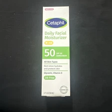 Cetaphil Daily Facial Moisturizer With Broad Spectrum SPF 50 1.7 oz Exp 9/27