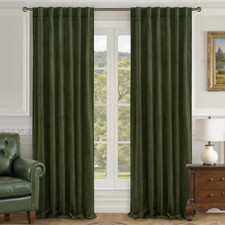 Olive Green Velvet Curtains 84 Inch for Living Room, Luxury Thermal Insulated...