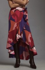 Maeve By Anthropologie Multicolor Satin Wrap Skirt, Size Large, New With Tags