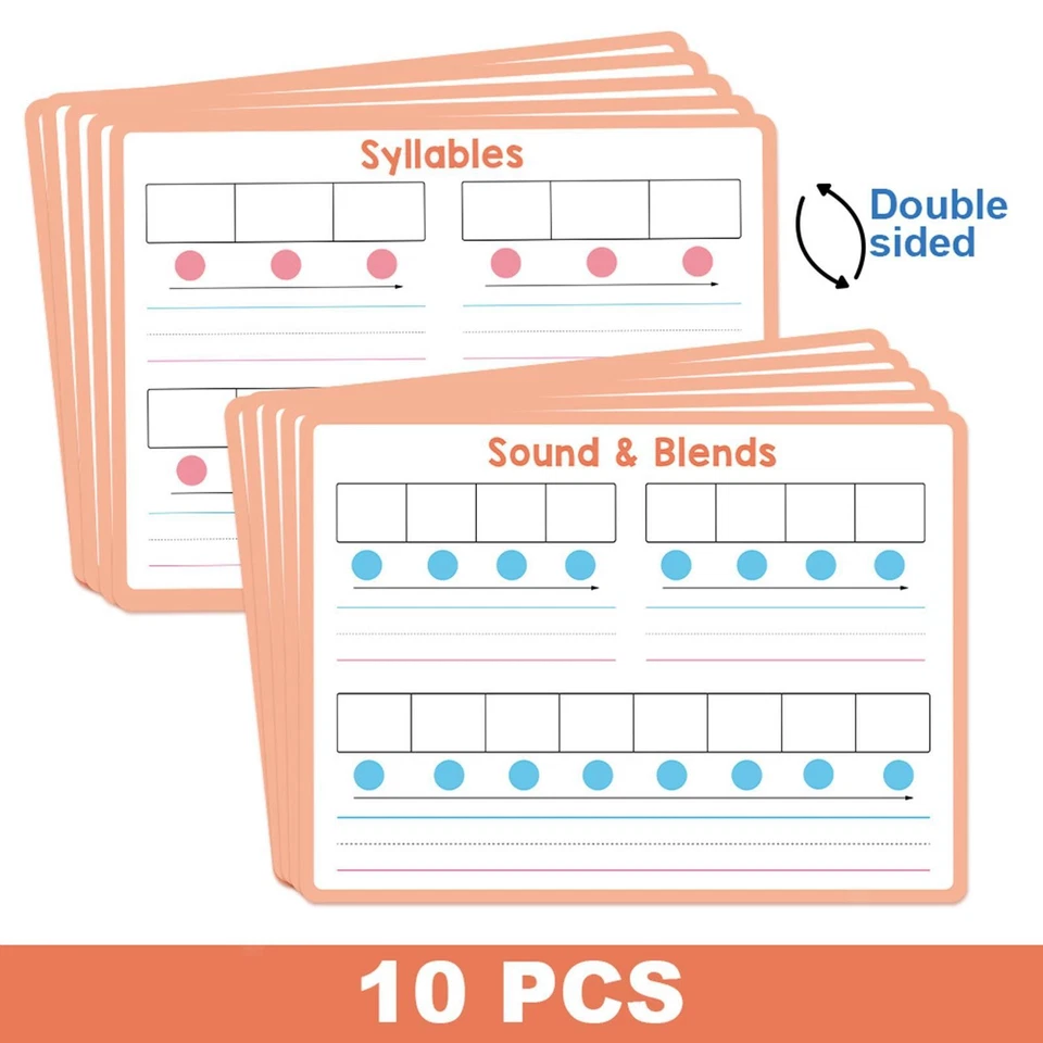 10Pcs Board Whiteboard Sounds Blends Writling Cards for Classroom Preschool
