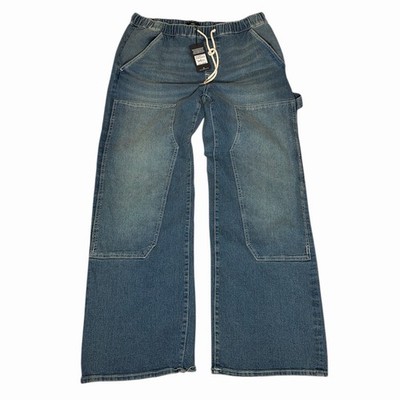 True Religion Vinny Ultra Baggy Wide Carpenter Pants Blue Denim