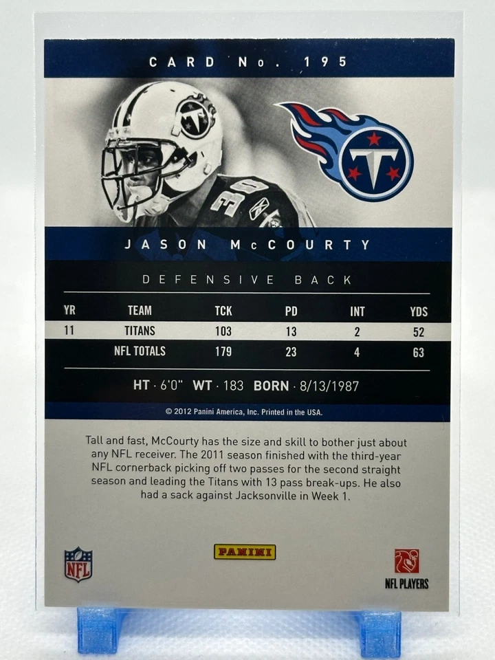 Jason McCourty 2012 Prestige #195 - Tennessee Titans - Image 2 of 2