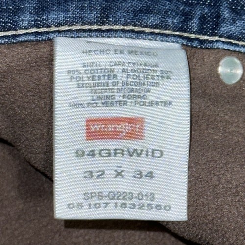 Wrangler Work Jeans Men’s Size 32x34 Blue Fleece Lined Carpenter Style 94GRWID - Bild 4 von 9