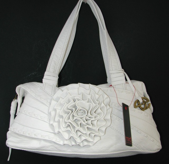 NEW RED MARC ECKO WHITE 3-D FLOWER ROSE TO OCCASION SATCHEL, SHOULDER