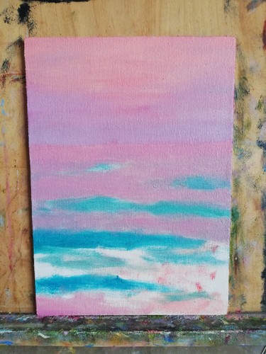 Meereslandschaft Original Ölgemälde gerahmt - Impressionismus Kunstwerk 8x6" - Sonnenuntergang - Bild 9 von 11