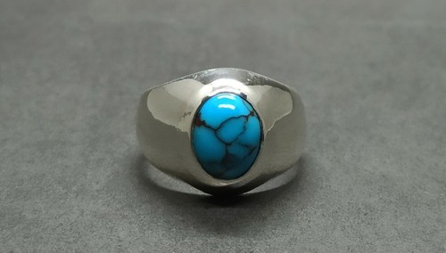 Anello Turchese Donna Naturale 4 Ct Egitto Feroza Argento Sterling 925 Fatto a Mano - Foto 9 di 12