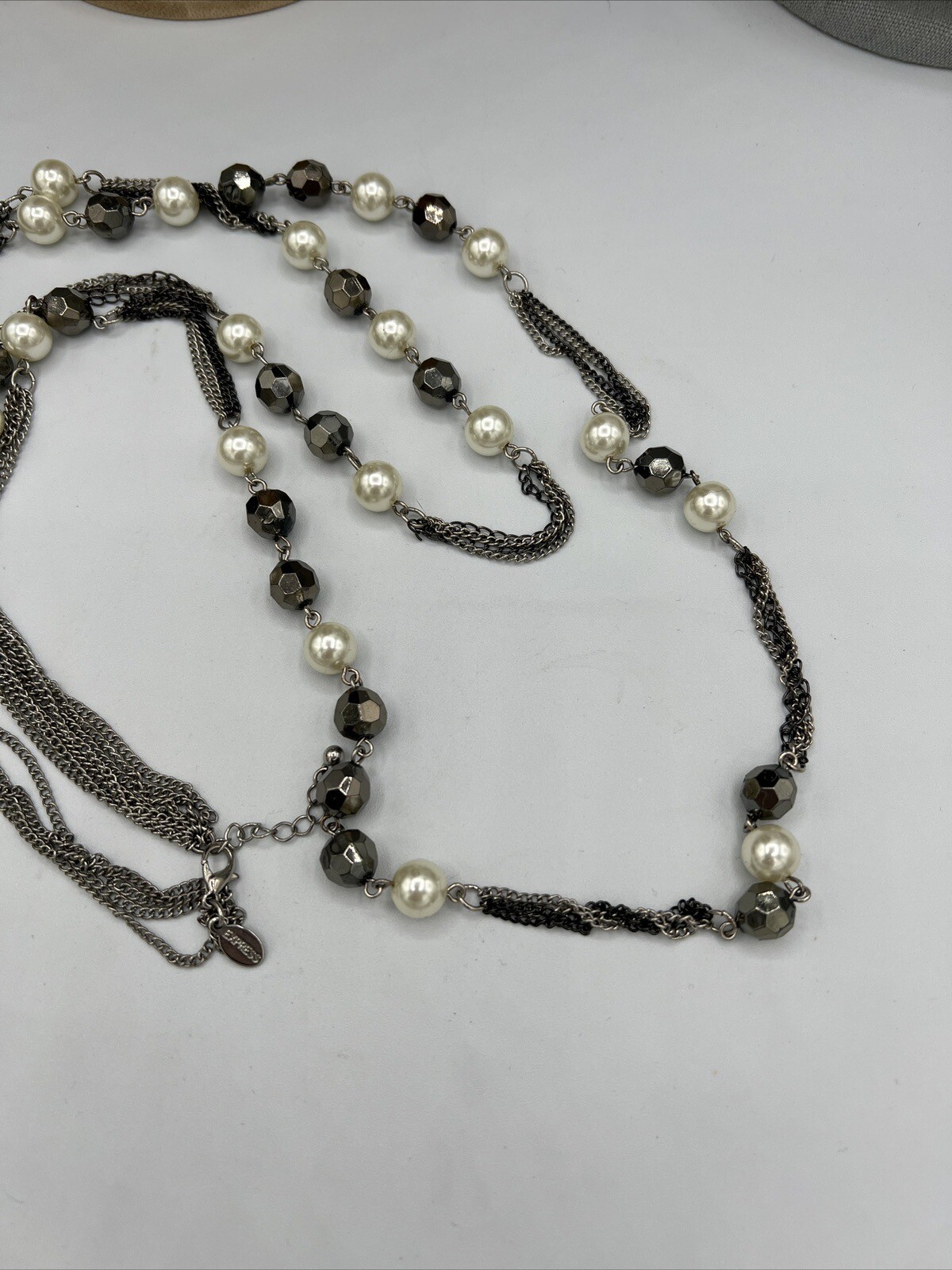 Express Silver Double Strand Multi Chain Beaded N… - image 9