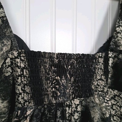 NWT Urban Outfitters Vivienne Dress Womens M Black Print Long Sleeve Mini A-Line - Afbeelding 12 van 20