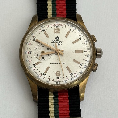 Lings 21 Prix Vintage Uhr Chronograph System Chronostop Herren vergoldet