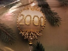 Merri Mac Christmas Ornament Kit MILLENNIUM Gold and White Beaded Vintage
