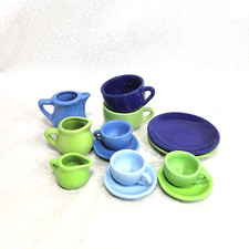 Schylling Children's Blue /Green 13 Piece Porcelain Tea Set